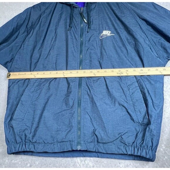 Vintage 80’s Nike Jacket Unisex Small Green Full Zip Quilted Lined Hooded - Picture 8 of 12